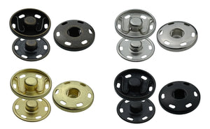 Snap fasteners for sewing on nickel-free in 15 - 17 - 19 - 21 or 25 mm
