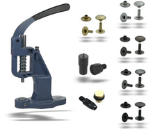 Load image into Gallery viewer, Starter package riveting press + 125 pieces of tubular rivets, single head selectable in 6mm, 7mm, 9mm, 12mm steel