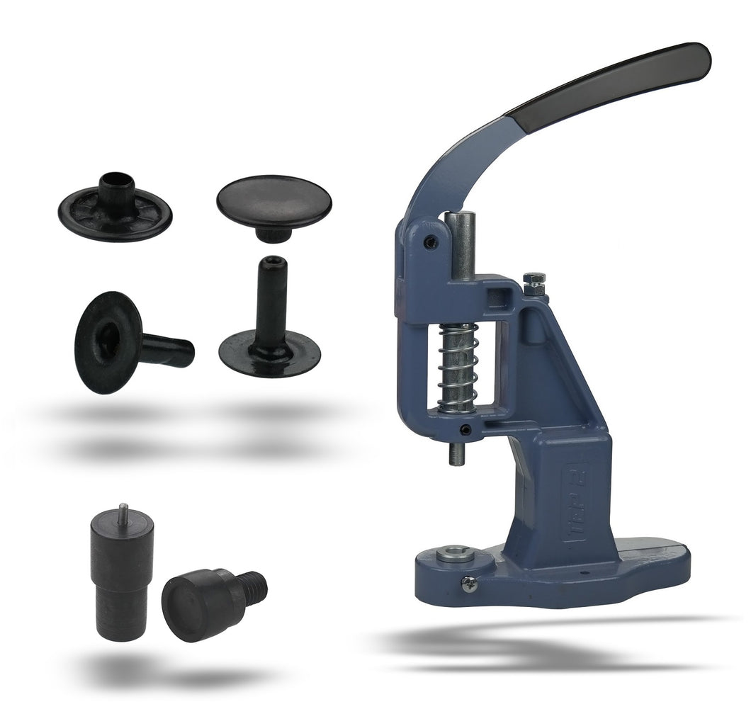 Starterpaket Nietpresse + 125 Stück Hohlnieten Einzelkopf wählbar in 6mm, 7mm, 9mm, 12mm Stahl