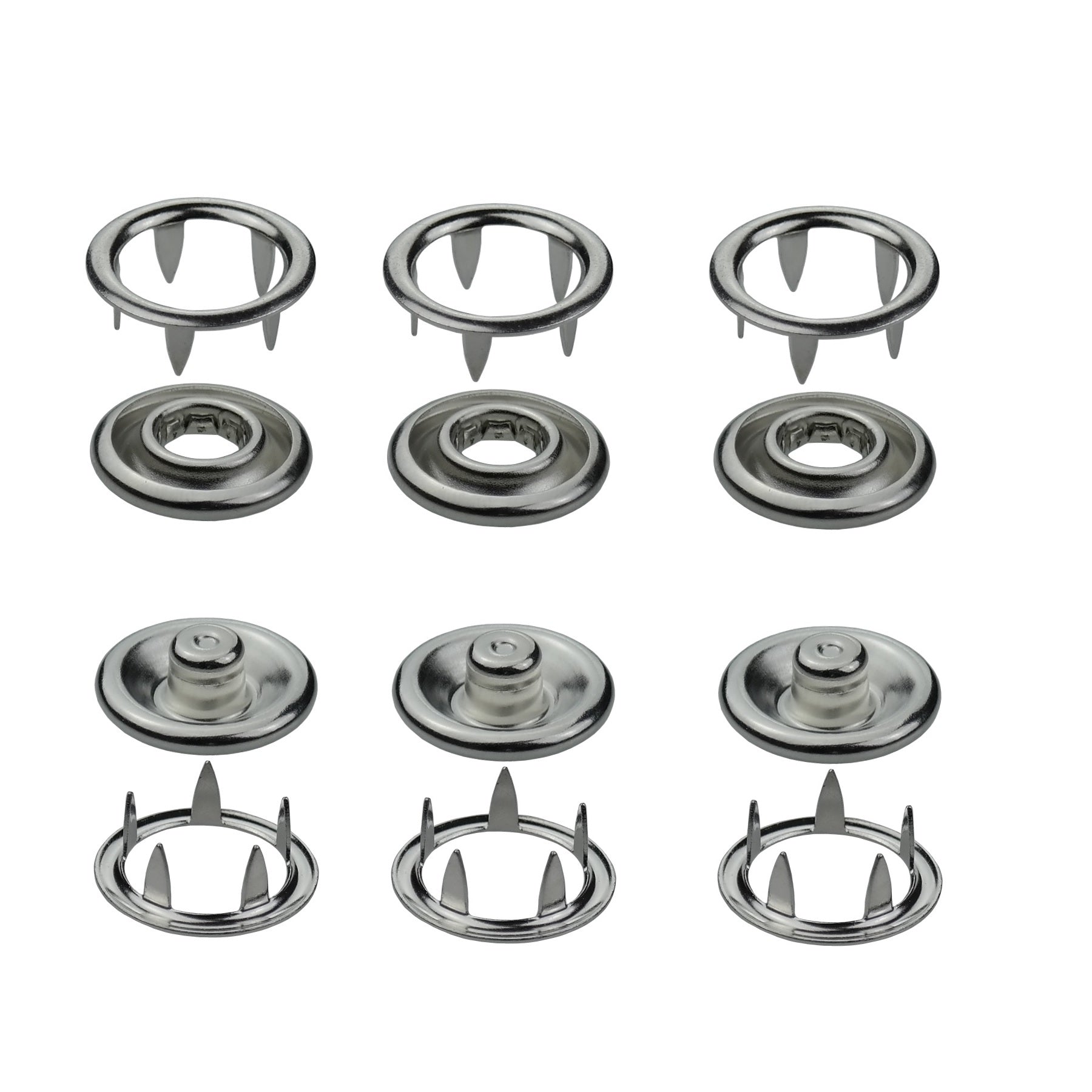 Snap fasteners jersey, rustproof metal buttons in 7 sizes