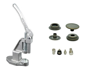 Starter pack button press with 90 pcs. Brass push buttons available in 10mm, 12,5mm, 15mm