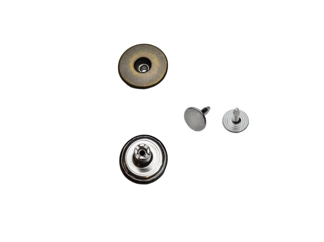 Jeansknöpfe, Rostfrei, nähfrei, 14mm, 17mm, 20mm, MetallKnöpfe, fester Sockel