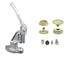 Starter pack button press with 90 pcs. Brass push buttons available in 10mm, 12,5mm, 15mm