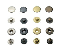Charger l'image dans la galerie, S-spring press studs 10 mm, 12,5 mm, 15 mm, steel, for fabric, leather and much more.